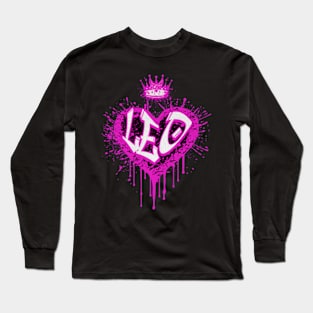 Leo Graffiti Airbrush Heart Zodiac Sign Birthday Astrology Long Sleeve T-Shirt